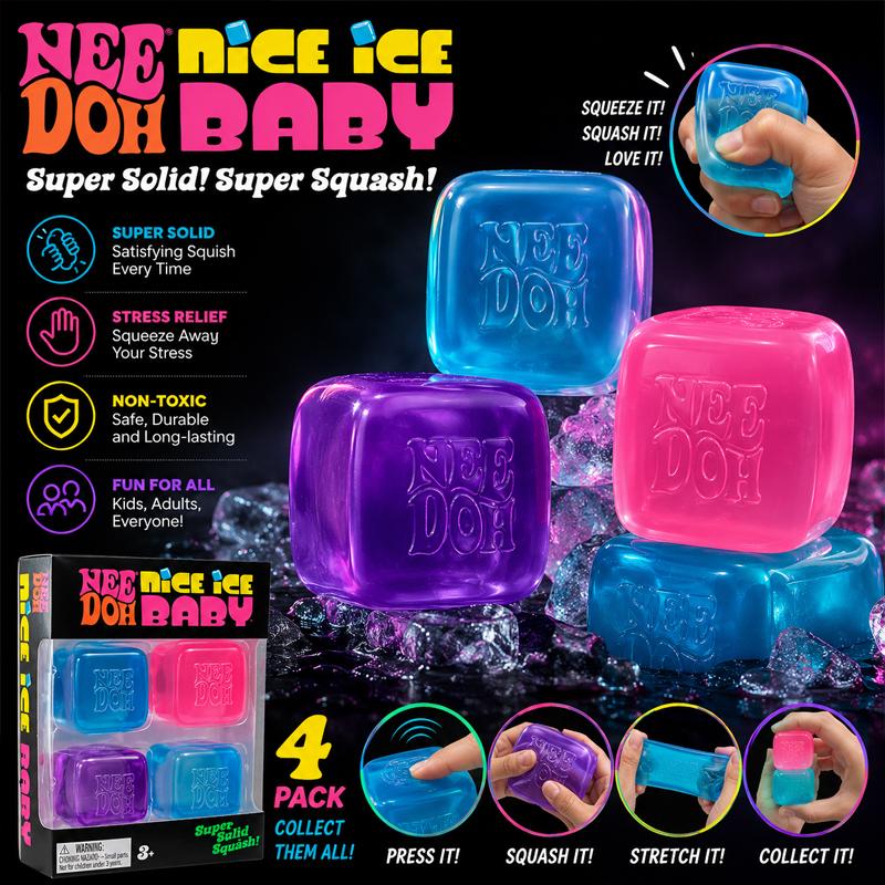 Needoh Nice Cube Senzorická mačkací kostka pro úlevu od stresu a Hračka na uvolnění konečků prstů pro dospělé Stiskací a hrací hračky Dárek