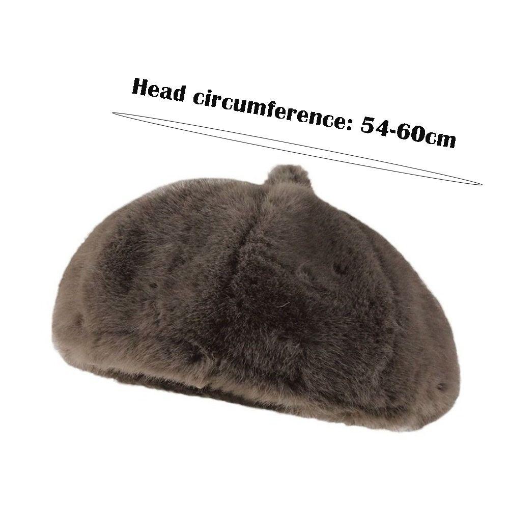 Elegante Vintage Baskenmütze Unifarbene Flauschige Textur Pelzbaskenmütze Warme Achteckige Mütze für die Wintersaison
