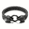 Bracciale Vikingo con Testa di Lupo in Acciaio Inossidabile con Catena a Maglia Franco Retro