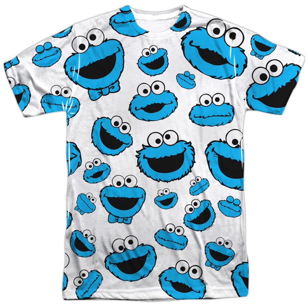 Sesame Street Cookie Monster Pattern Licensed Adult T-Shirt S