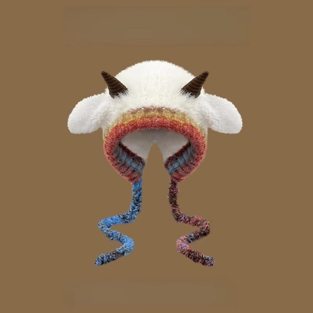 

Fashion Thick Plush Knitted Hat Warm Ear Protection Beanies Hat Pullover Hats білий