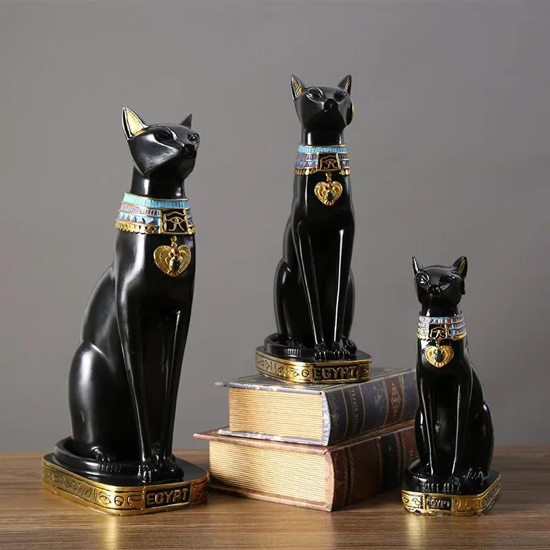Retro Ägypten Katze Modell Bastet Statue Harz Tier Katze Figuren für Home Zimmer Dekor Innen Zubehör