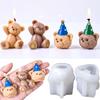 3D Birthday Bear Silicone Candle Mold DIY Birthday Cake Ornaments Making Aroma Soap Plaster Resin Molds Home Decor Craft Gifts