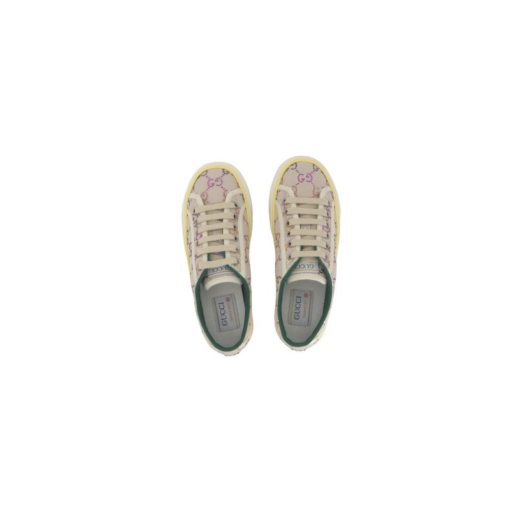 Gucci Tennis 1977 Stylish Skateboarding Shoes Women's Silver White 732211 FABH3 9179
