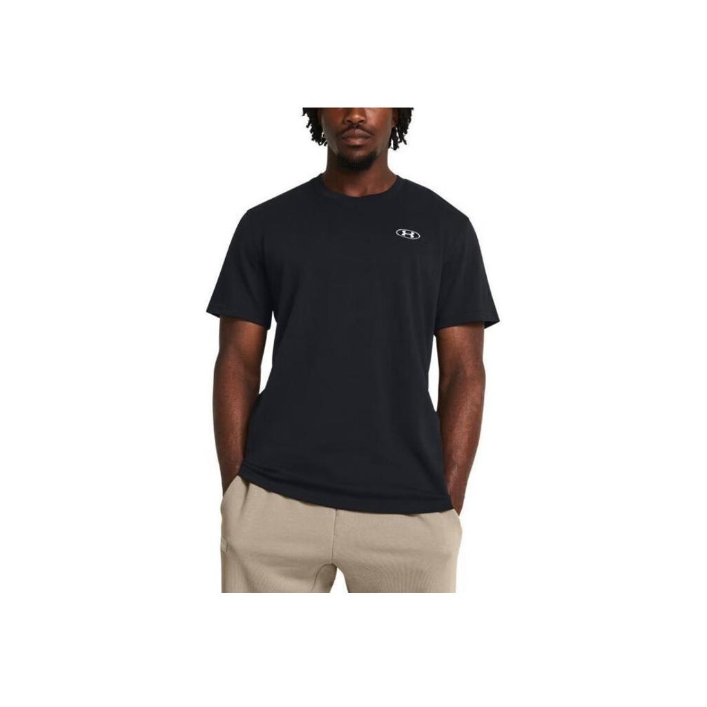 Under Armour Solid Color Embroidered Logo Casual Training Crew Neck Short Sleeve T-Shirt Men Tops Black 1382902-001