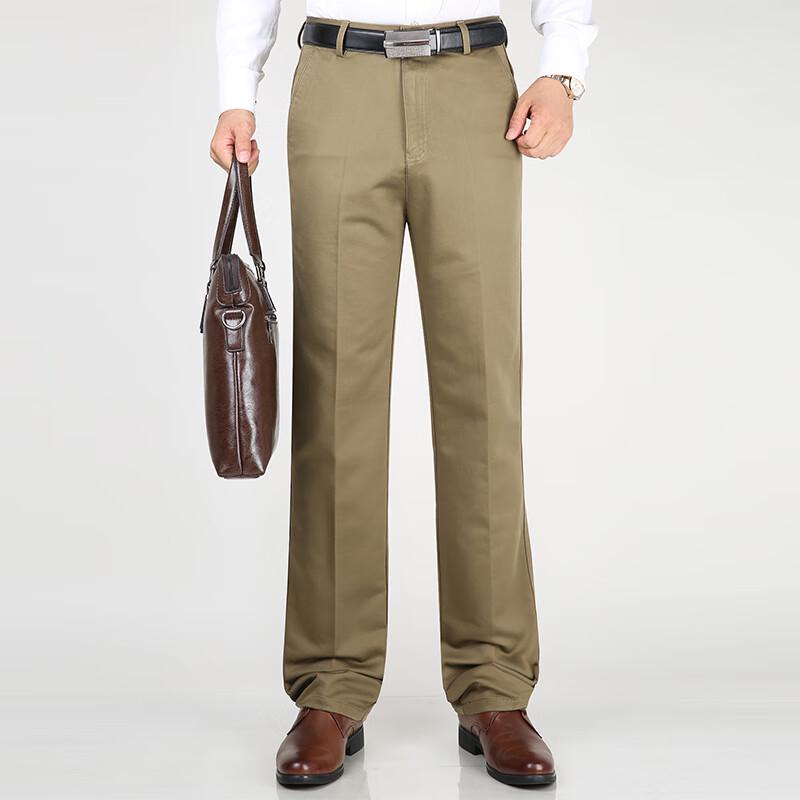 ROMON Men's Autumn/Winter Thickened Business Casual Straight-Leg Pants