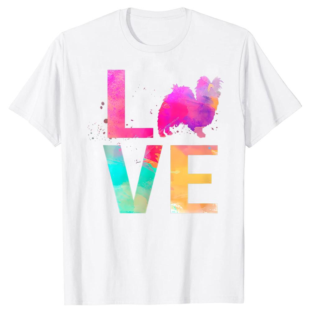 Colorful Papillon Dog Mom TShirt Summer Men Clothing Fashion Vintage Summer Style Cotton Short Sleeve Oversized Tshirt Tops