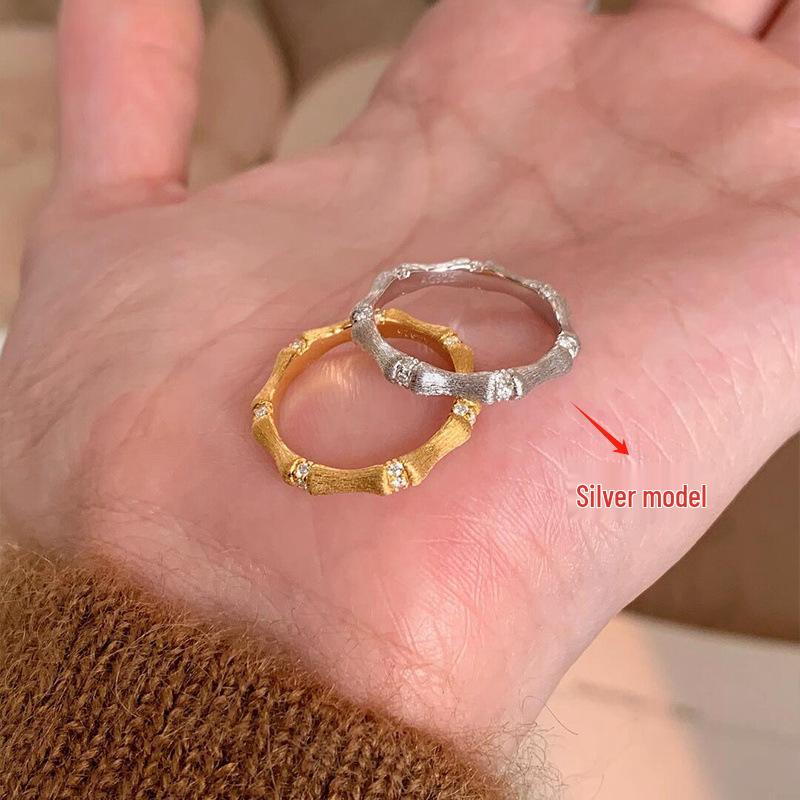 925 Sterling Silver Retro Brushed Open Finger Ring - Women's High-End Niche Light Luxury, Trendy and Non-Fading.