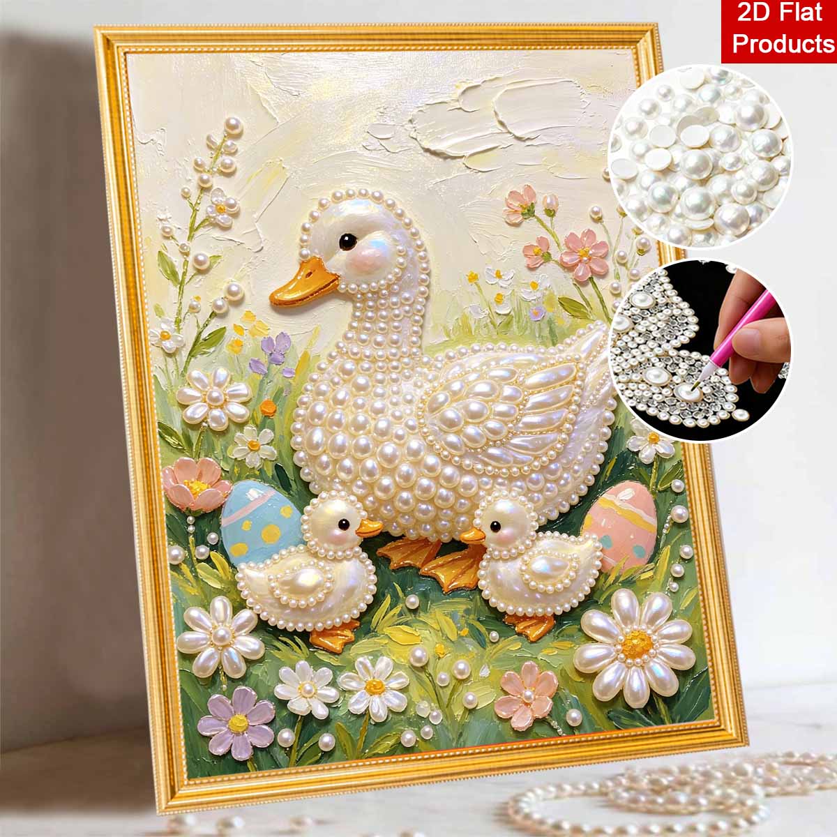 Cute duckling pearl painting handmade diy pearl art painting stickers home decoration gifts 30x40