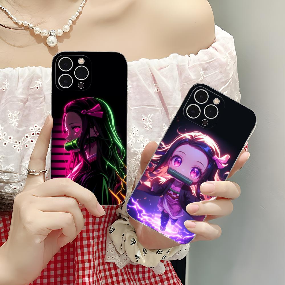 Demon Slayer Anime Nezuko Phone Case for iPhone 16 15 14 13 12 11 X XR XS 8 6 Pro Max Plus Mini Clear Colour Protective Luxury