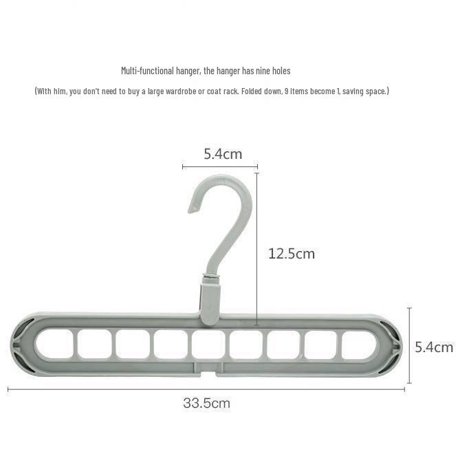 Magic Nine-Hole Anti-Slip Folding Hanger: Multi-functional Clothes Drying and Storage Solution