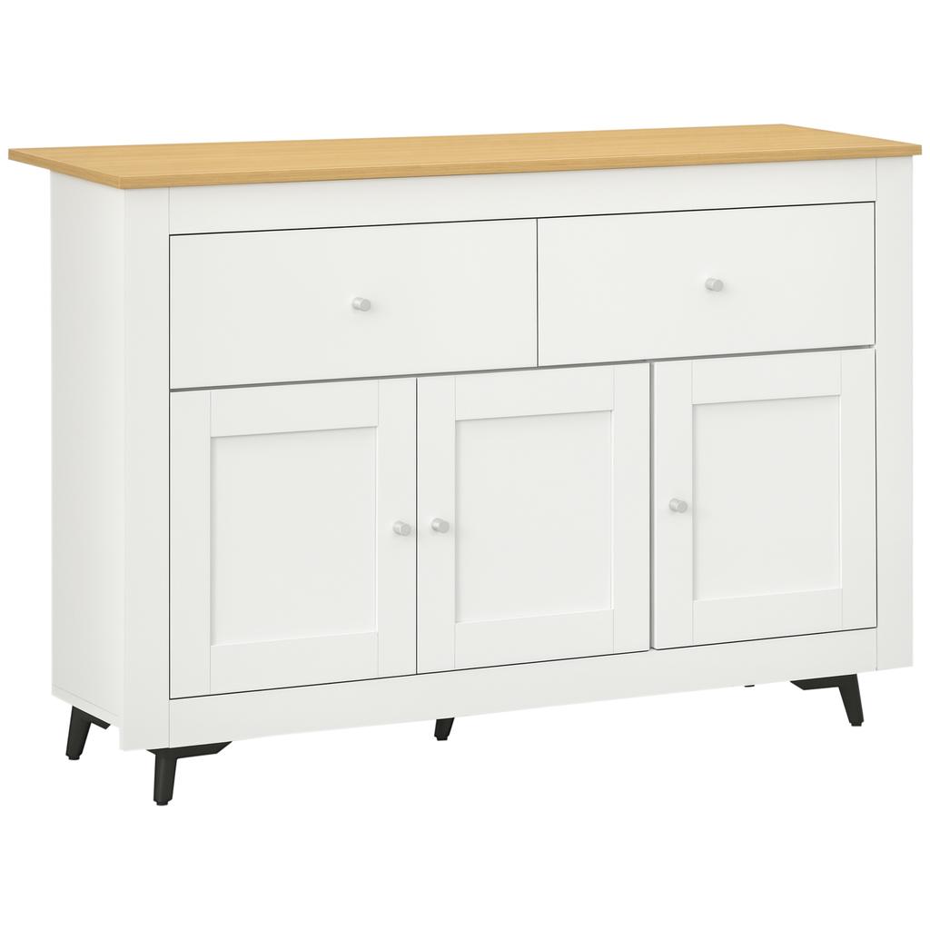 Buffet Cuisine With 2 Drawers 3 Doors And Adjustable Shelf For Kitchen Dining Room Living Room 117 X 35 X 80 Cm White