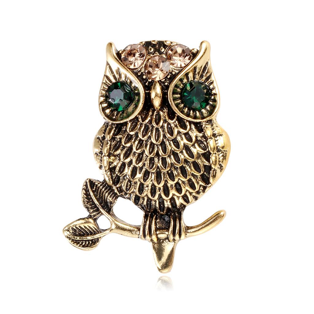 Animal Bird Owl Brooch Shiny Crystal Owl Metal Pin Men's Women's Clothing Backpack Decorations Jewerly Gift Accessories
