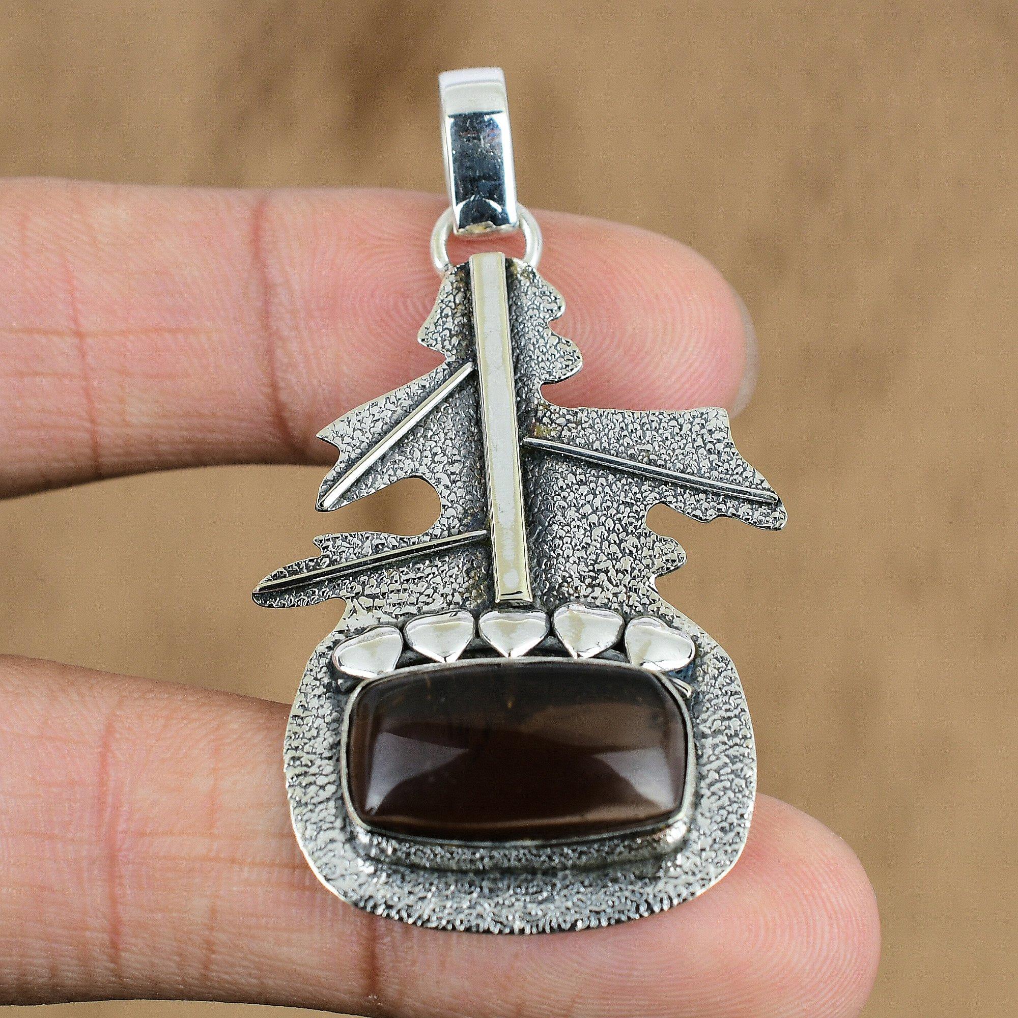 

Natural Smokey Quartz Gemstone Jewelry 925 Sterling Silver Pendant For Girls