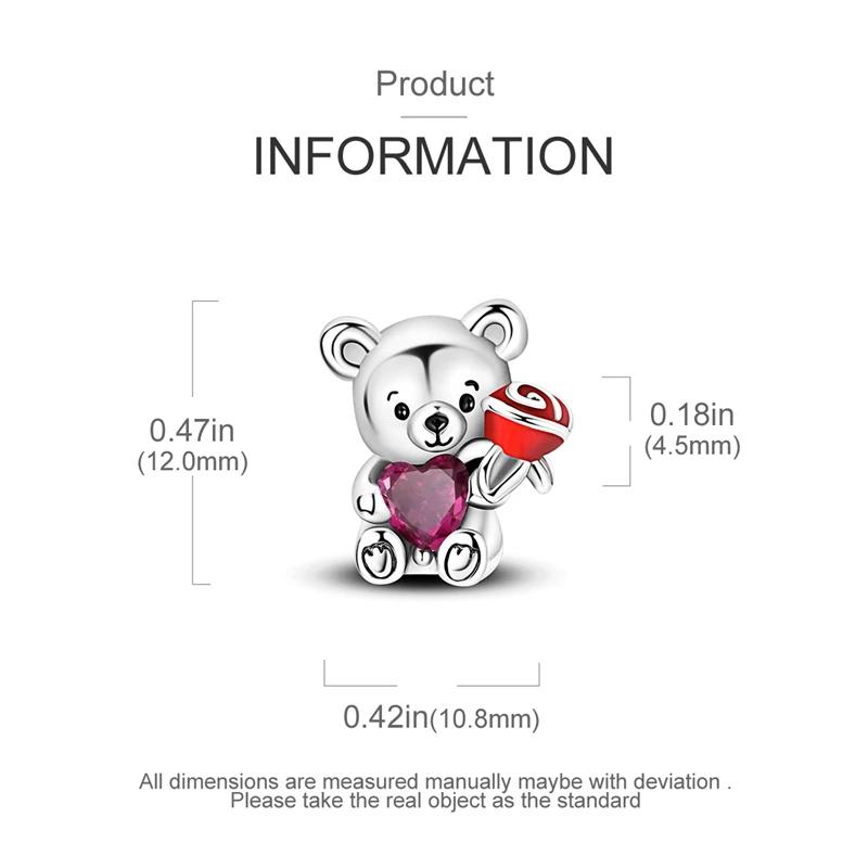 Bedels Koper Verguld Lieve Kleine Beer Rozenpollen Hartvormige Kralen Passend voor Originele Armband Dames Sieraden Maken Cadeaus