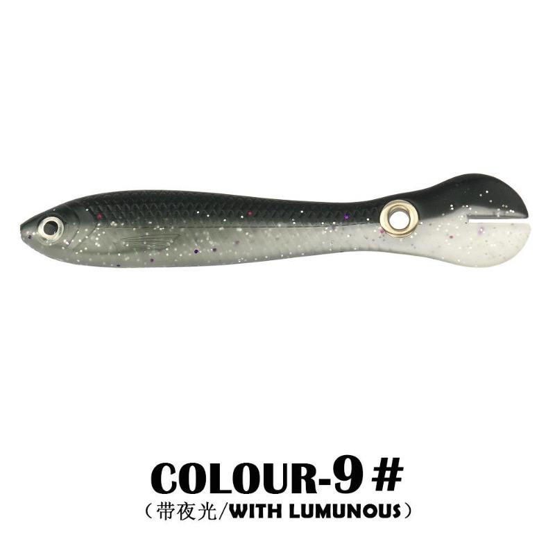 5 Stück/Beutel, 5 cm, 1,3 g, Lumineszenz-Weichköder, realistischer T-Schwanz-Fisch-Imitationsköder für Angelausrüstung, Nachtangeln, Meer, Fluss