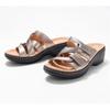 Thick-soled imitation leather muffin wedge heel fish mouth skin tone fashion Velcro sandals women's shoes