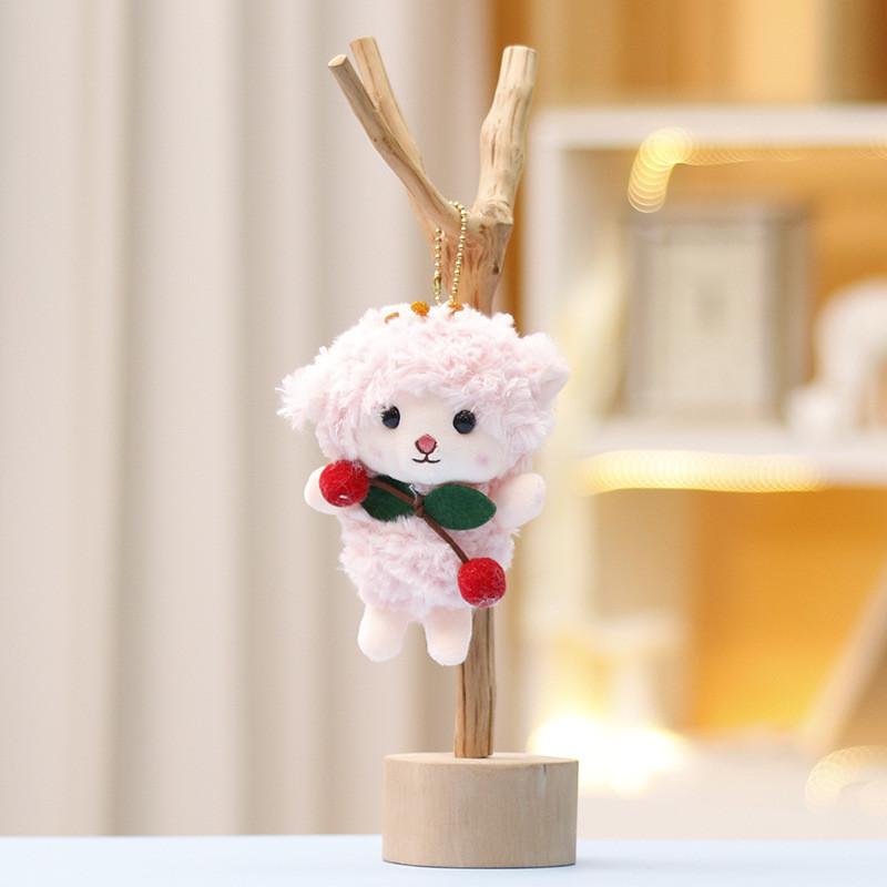 Adorable Plush Toy Cherry Lamb Doll Cute Stuffed Animal Keychain Pendant Bag