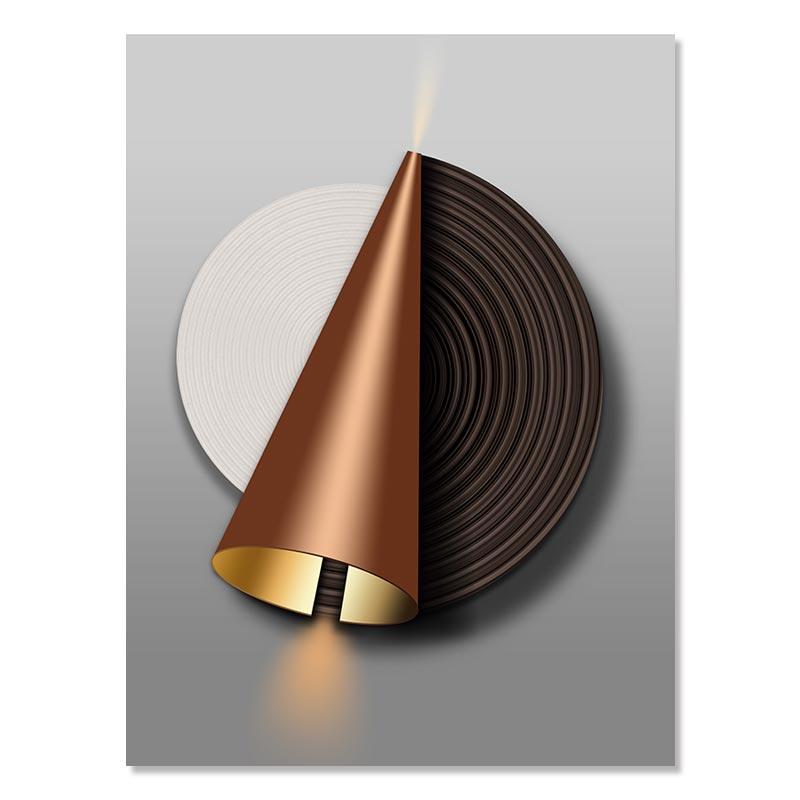 Poster Canvas Geometric Negru Cupru Artă de Perete Abstractă Pictură Nordică Imagine Camera de Zi Decor Acasă