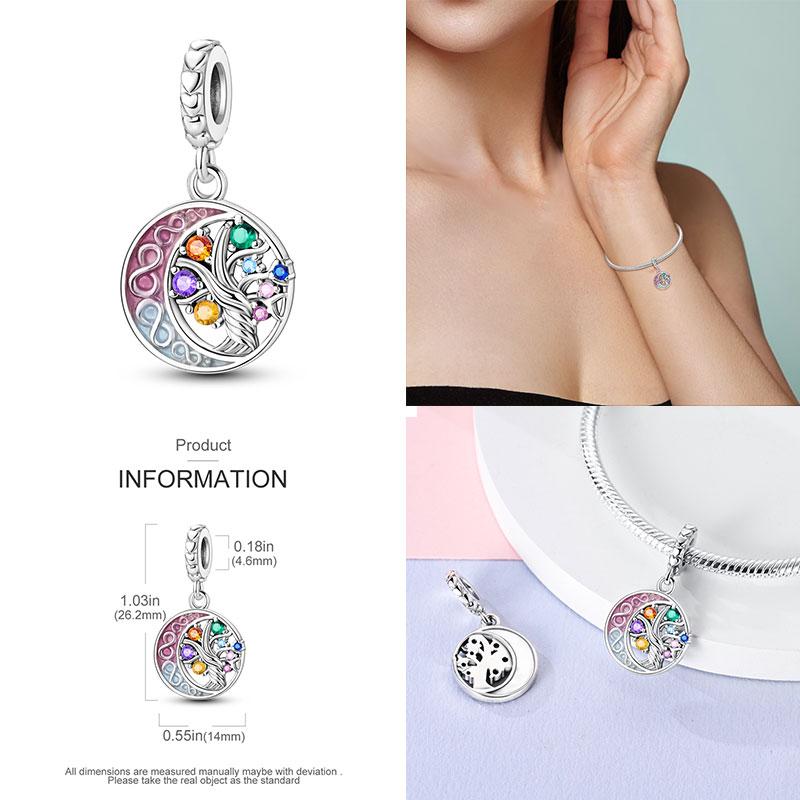 Fit Original 925 Bracelet Magic Star Plate Angel Moon Tree of Life Charms DIY Jewelry Making Women Gift 100% 925 Silver