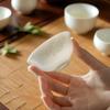 Premium Mutton Fat Jade Ceramic Gongfu Tea Set - Aroma Tasting Cup with Coaster, Customizable for Guests