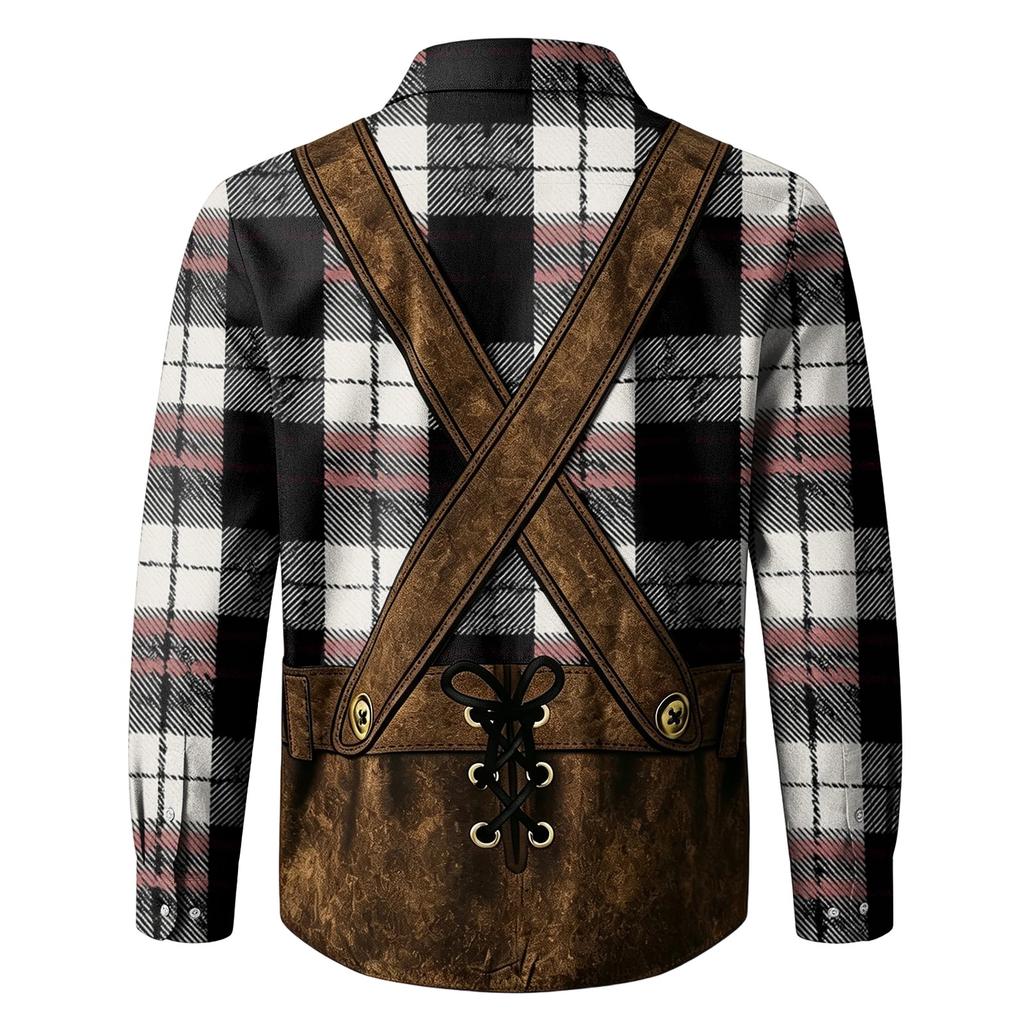 Men's 3D Printed Festival Long Sleeve Shirt with Collar for Casual Outings