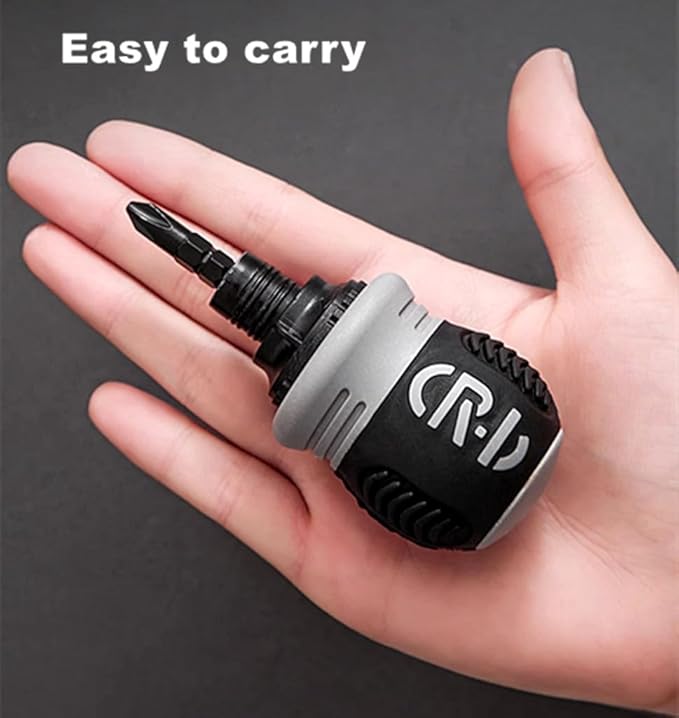 Ratcheting Screwdriver Set,12-in-1 Multi-bit Stubby Screw Driver Set-Adjustable Length,Reversible Dual End,Portable