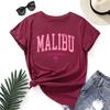 Letters Cotton T-Shirt Short Sleeve Round Neck Women 2d Print Tops