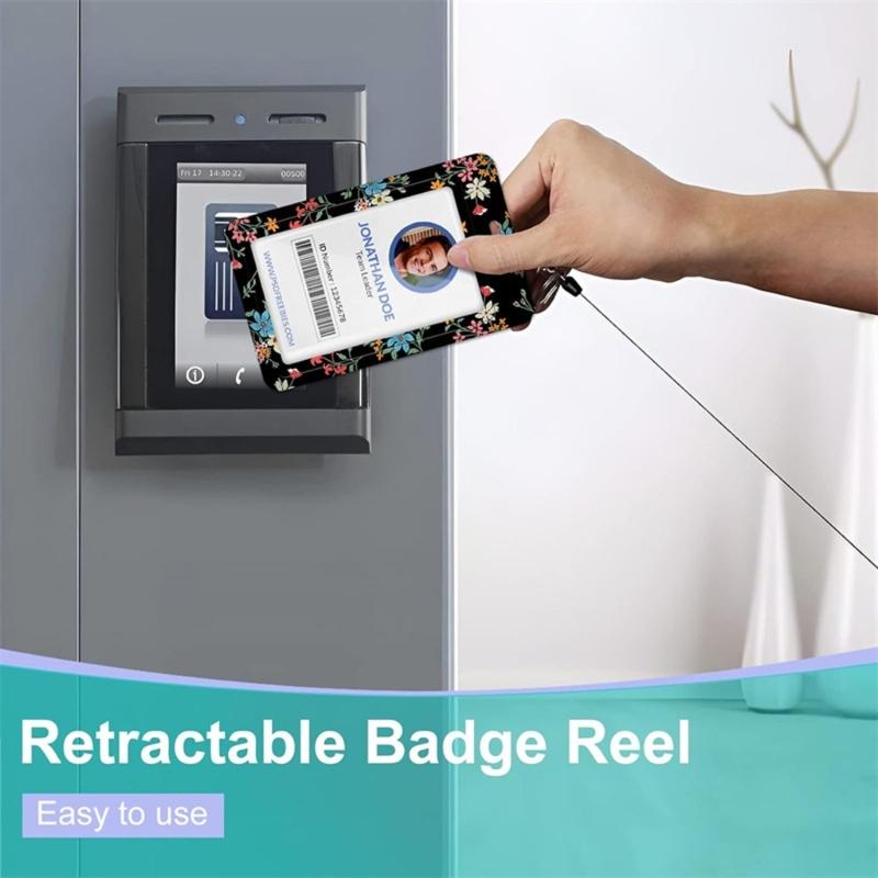 Retractable ABS Badge Holder with Lanyard Ergonomic Sliding Out Card Case Water Resistant Clear Card Holder For Office