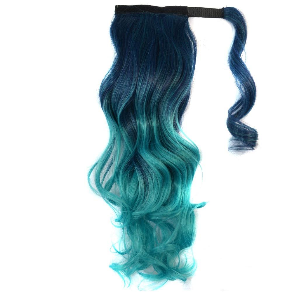 Wavy Ponytail Hair Extension Colored Gradient Hair Piece Fashion Ponytail Wig  Women