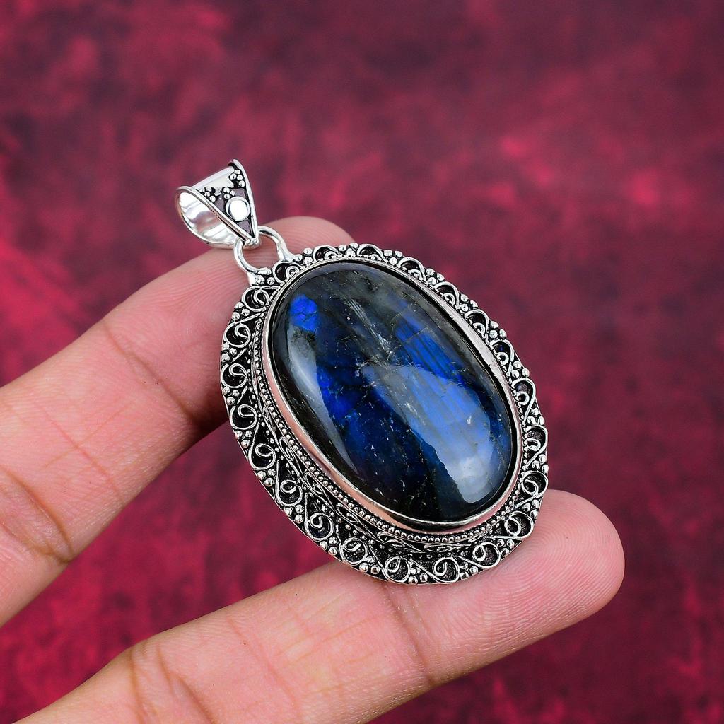 Labradorite Handmade Gemstone Pendant, 925 Solid Sterling Silver Pendant Unique Design Jewelry, For Women