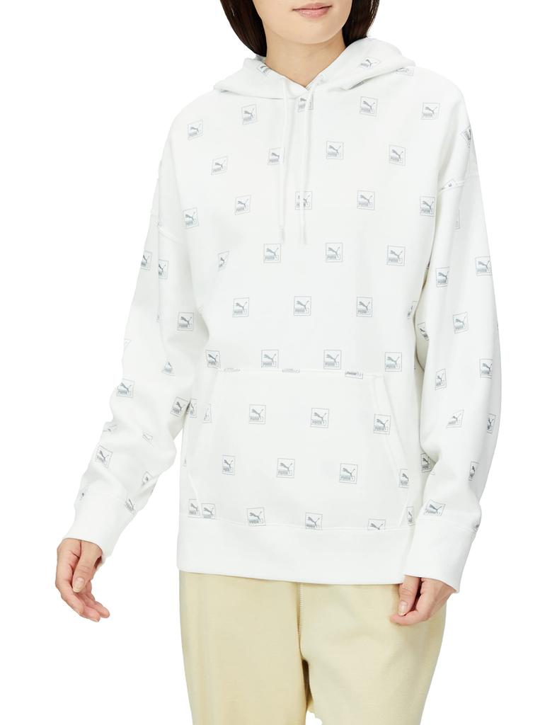 PUMA BRAND LOVE AOP Hoodie FL 535706 2022 White Size S Women's Fall/Winter (02)