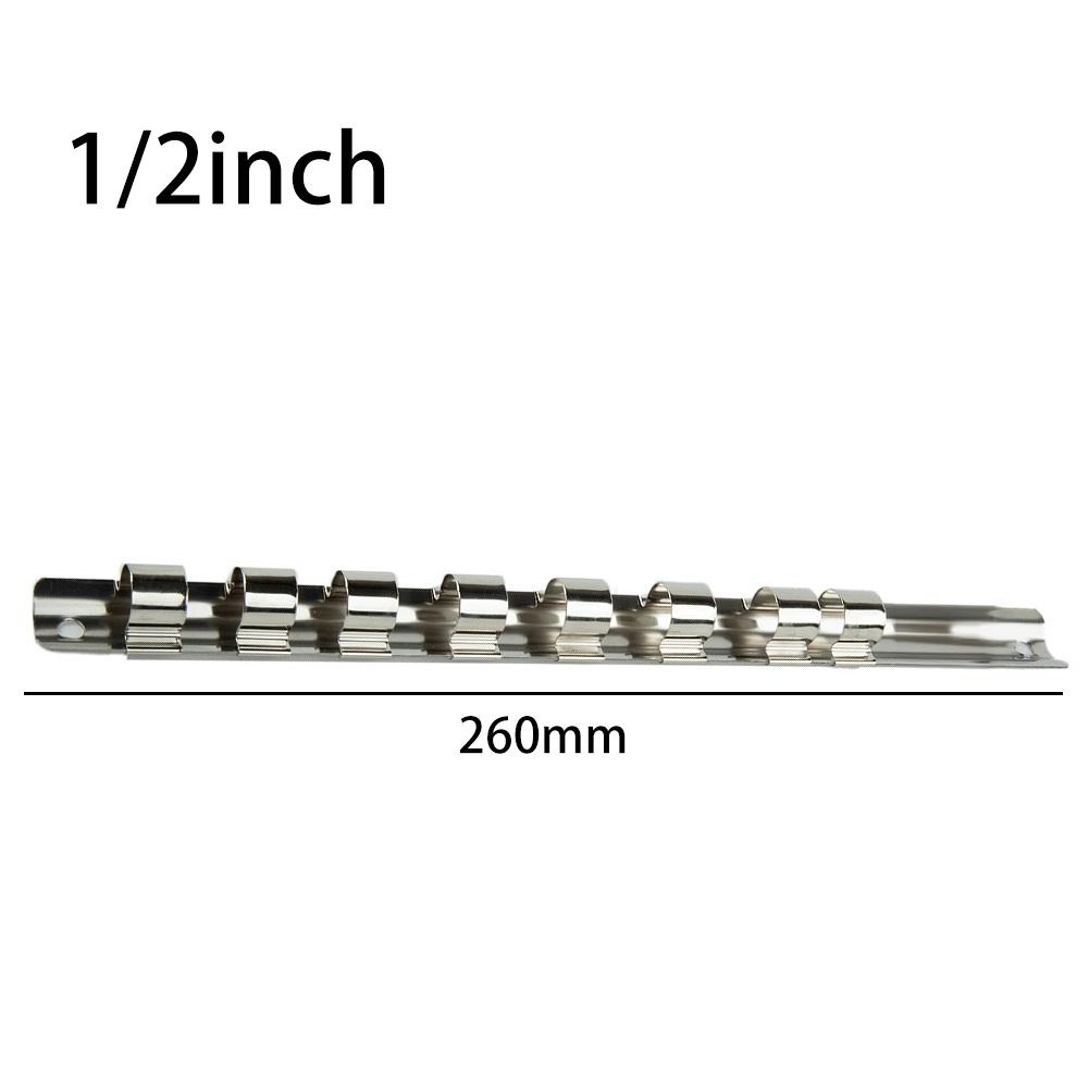 Socket Rack Holder 1/4 3/8 1/2inch With 8 Clips On Rail Tool Organizer Storage Socket Storage Rack For Storing Loose Sockets