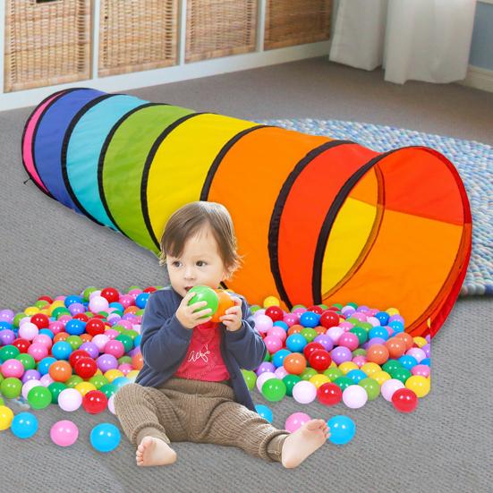 Rainbow Play Tunnel Toy for Babies Toddlers Indoor & Outdoor Tunnel Toy for Kids to Crawl Through Collapsible Pet Crawling Tunnel Bag for Cats Dogs
