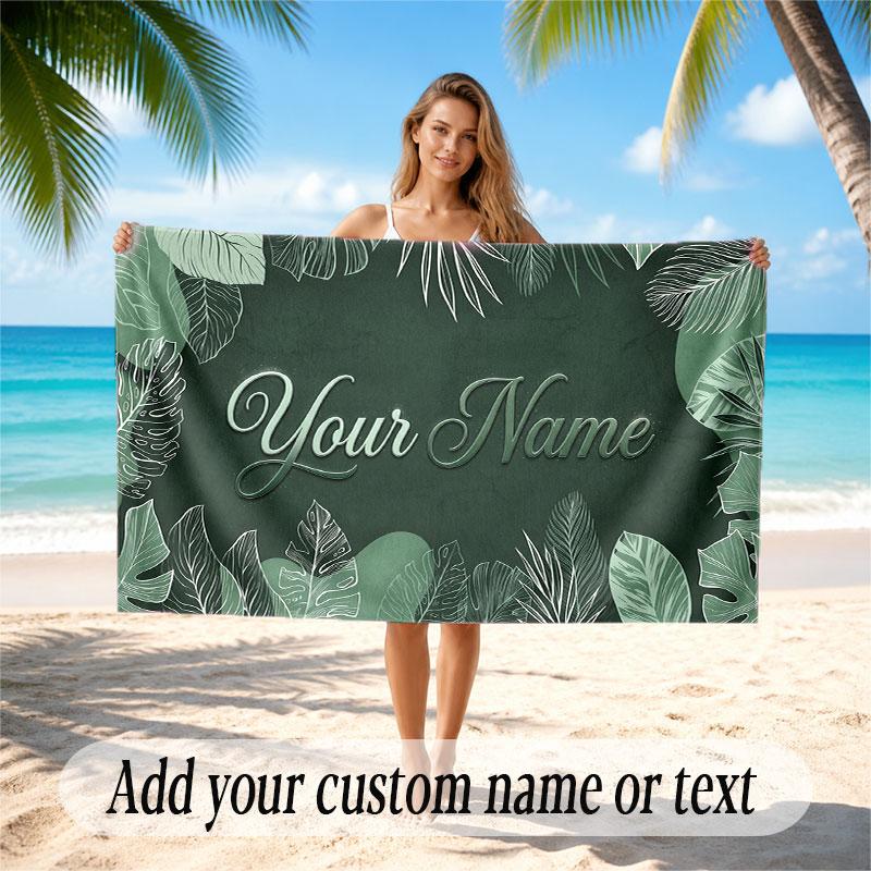 Mountain Landscape Theme Soft Beach Towel Personalized Custom Name Text Towel Portable for Beach Pool Travel
