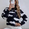 Herbst Lose Gestrickte Pullover Frauen Jumper Cloud Print Langarm Damen Pullover Winter Vintage Rundhals Strickwaren 28473