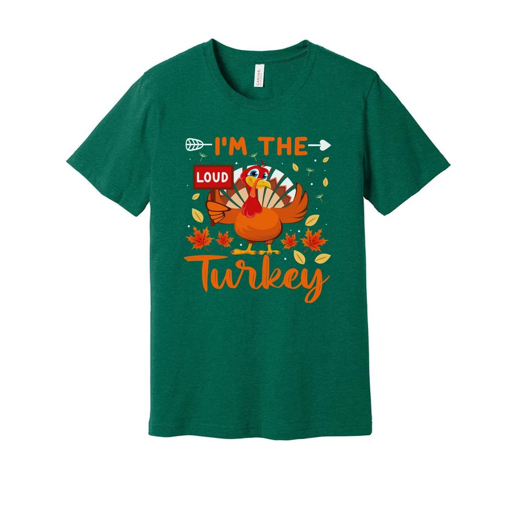 Thanksgiving Unisex T Shirt Loud Turkey Graphic Tee With Autumn Leaves And Bold