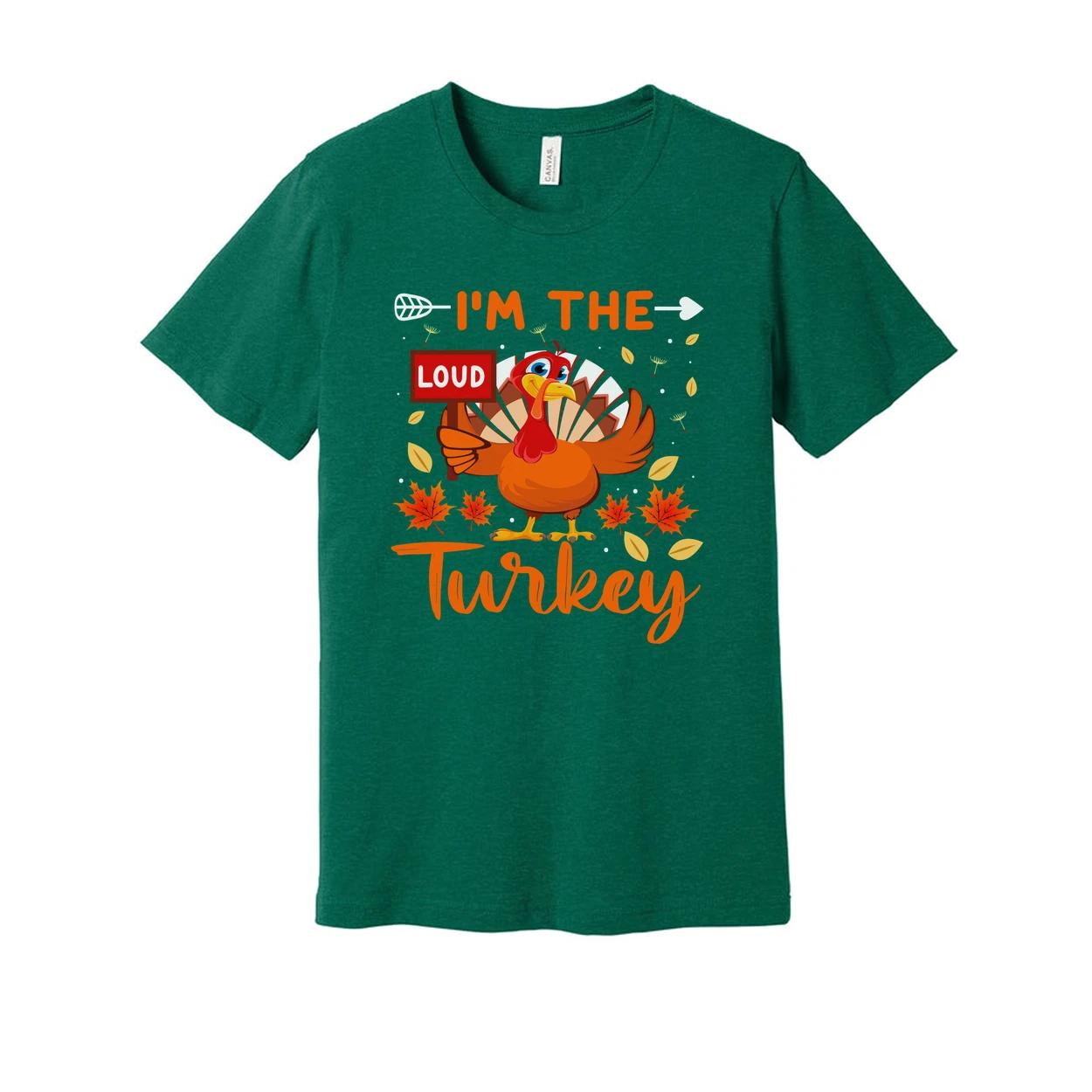 

Thanksgiving Unisex T Shirt Loud Turkey Graphic Tee With Autumn Leaves And Bold S