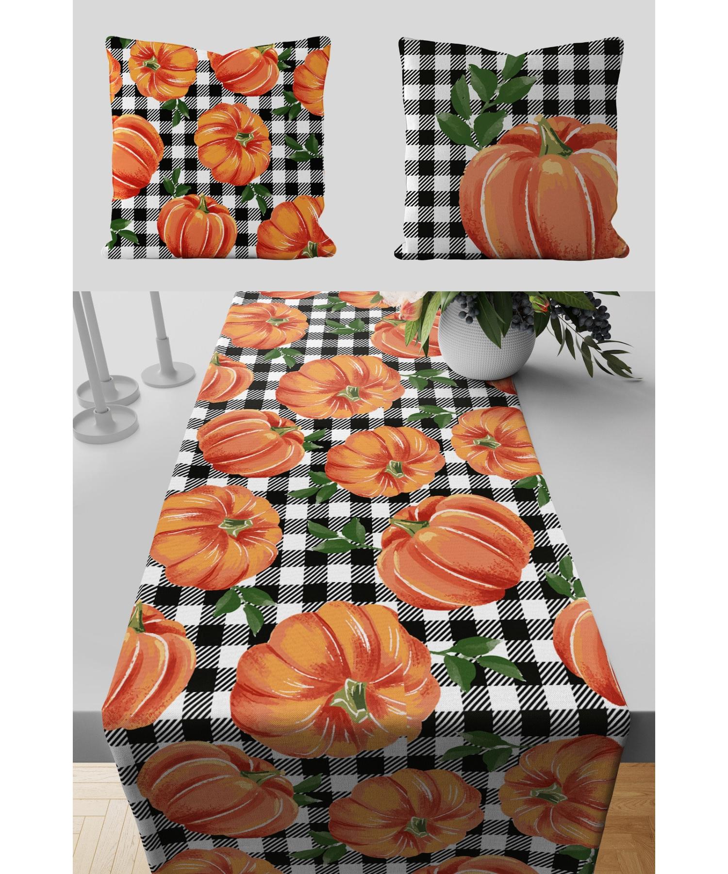 

Осенний комплект беговой дорожки и декоративных подушек с узором тыквы