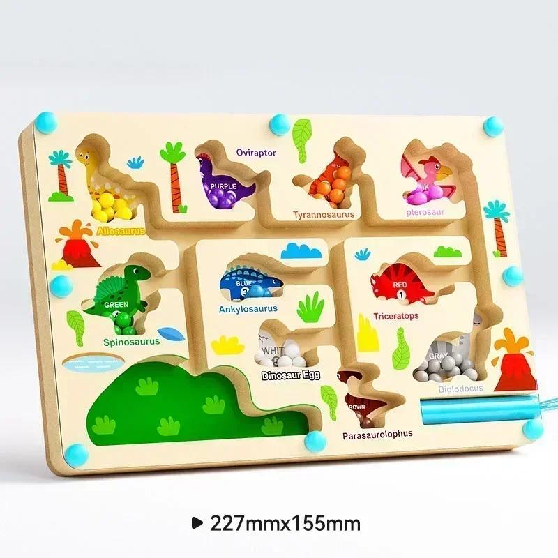 Wooden Magnet Puzzles Educational Toys Early Education Puzzle Board Magnetic Maze Board Color Sorting Game Counting Toys