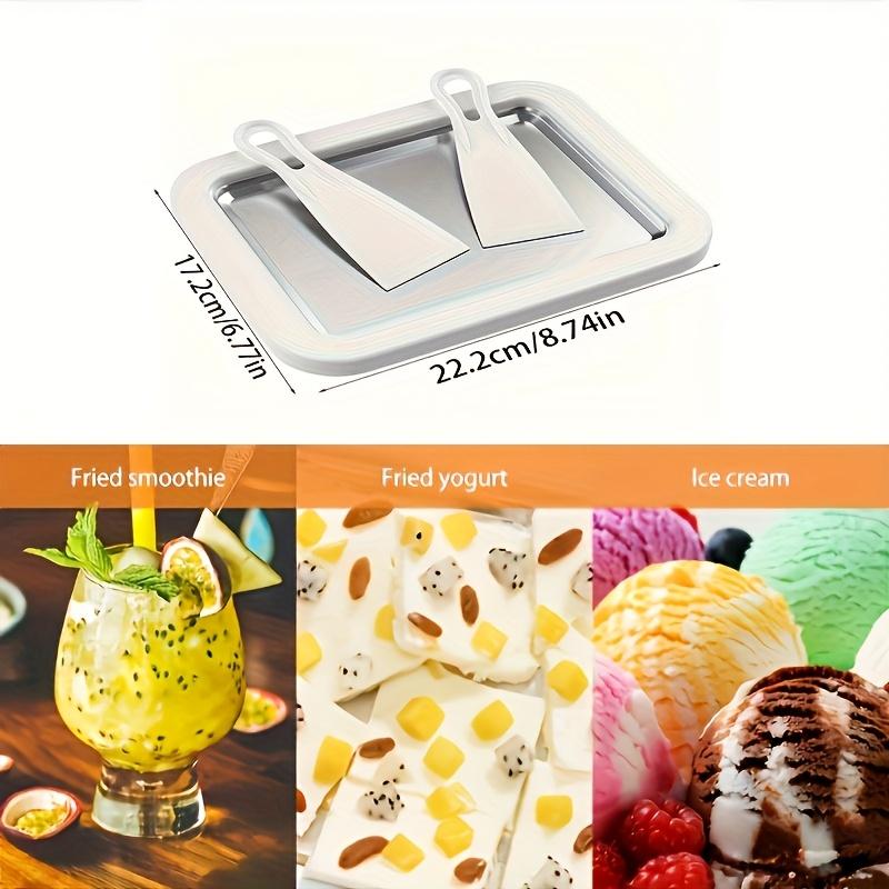 Stainless Steel Manual Ice Cream Maker - Square, Double Spatula, Hand Wash, No Power/battery Required - Ideal for Making Frozen Yogurt, Fruit, Milk