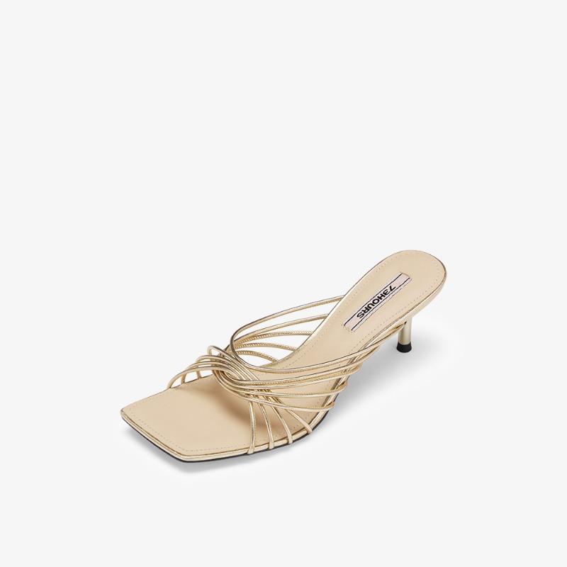 Damensandalen Neuer Stil Temperament Stilettos Offene Zehenpartie Römische Schuhe für Damen Quadratischer Absatz Kreuzriemen Hohe Absätze Sandalen Damen