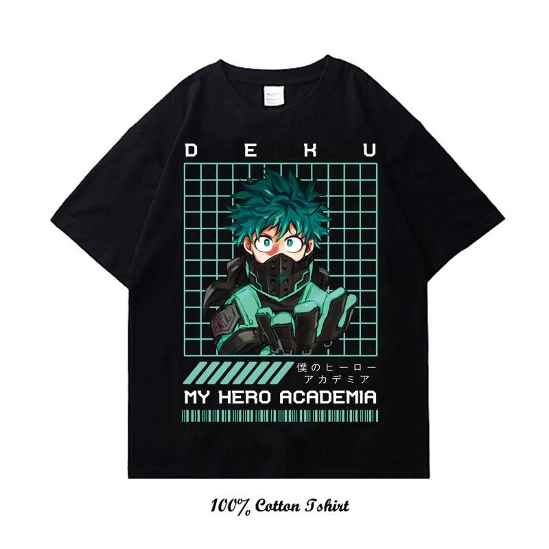 My Hero Academia Graphic Print T Shirt Vintage Harajuku Streetwear Short Sleeve Plus Size Cotton Crew Neck T Shirt Women Unisex