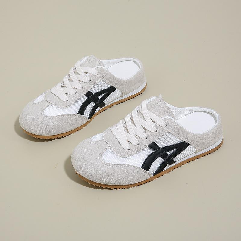 Little White Shoes Children's Summer New Student Leisure Through the Net Versatile Lazy Half Slippers