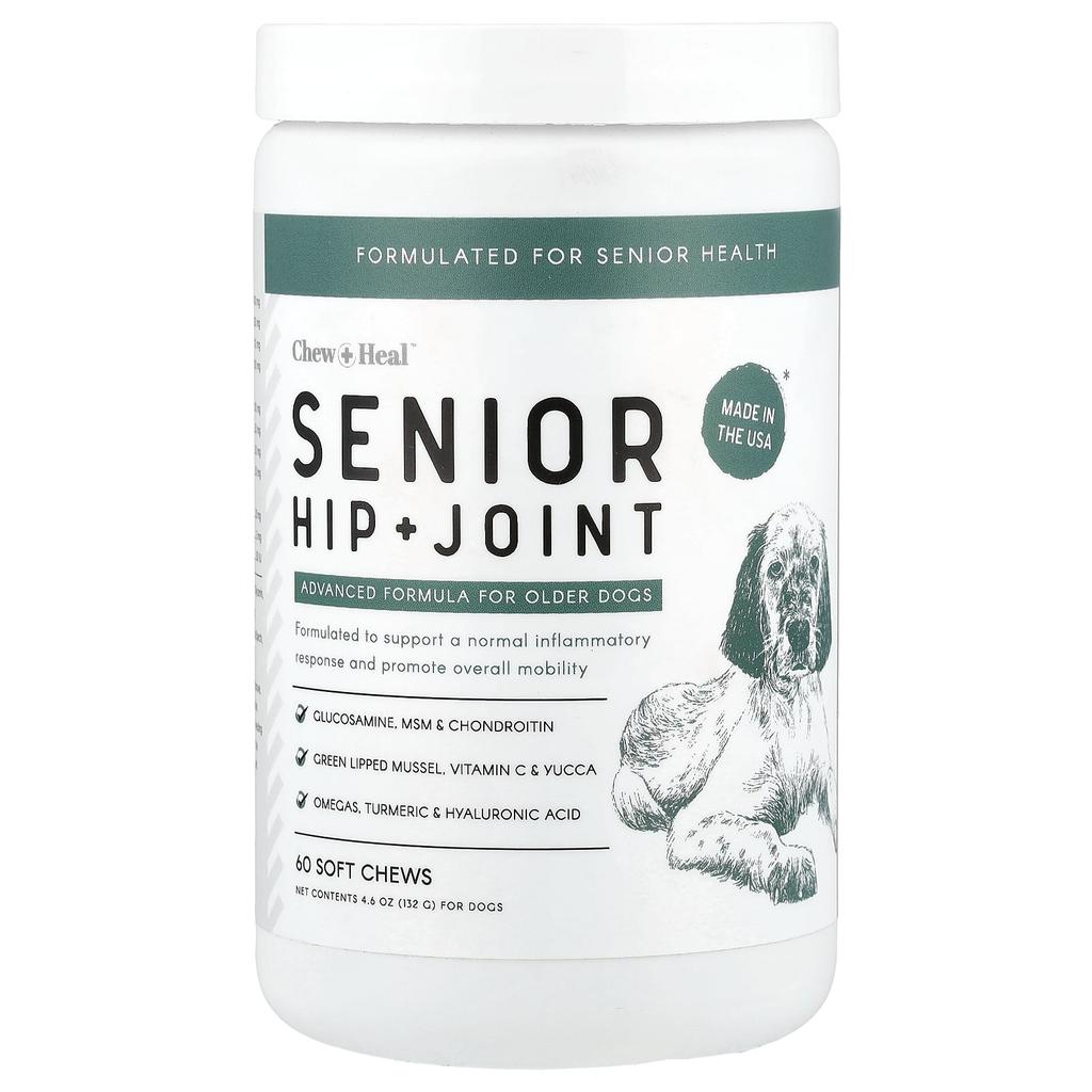 Chew + Heal Senior Hip + Joint, for Dogs, 60 Soft Chews, 4.6 Oz (132 G)