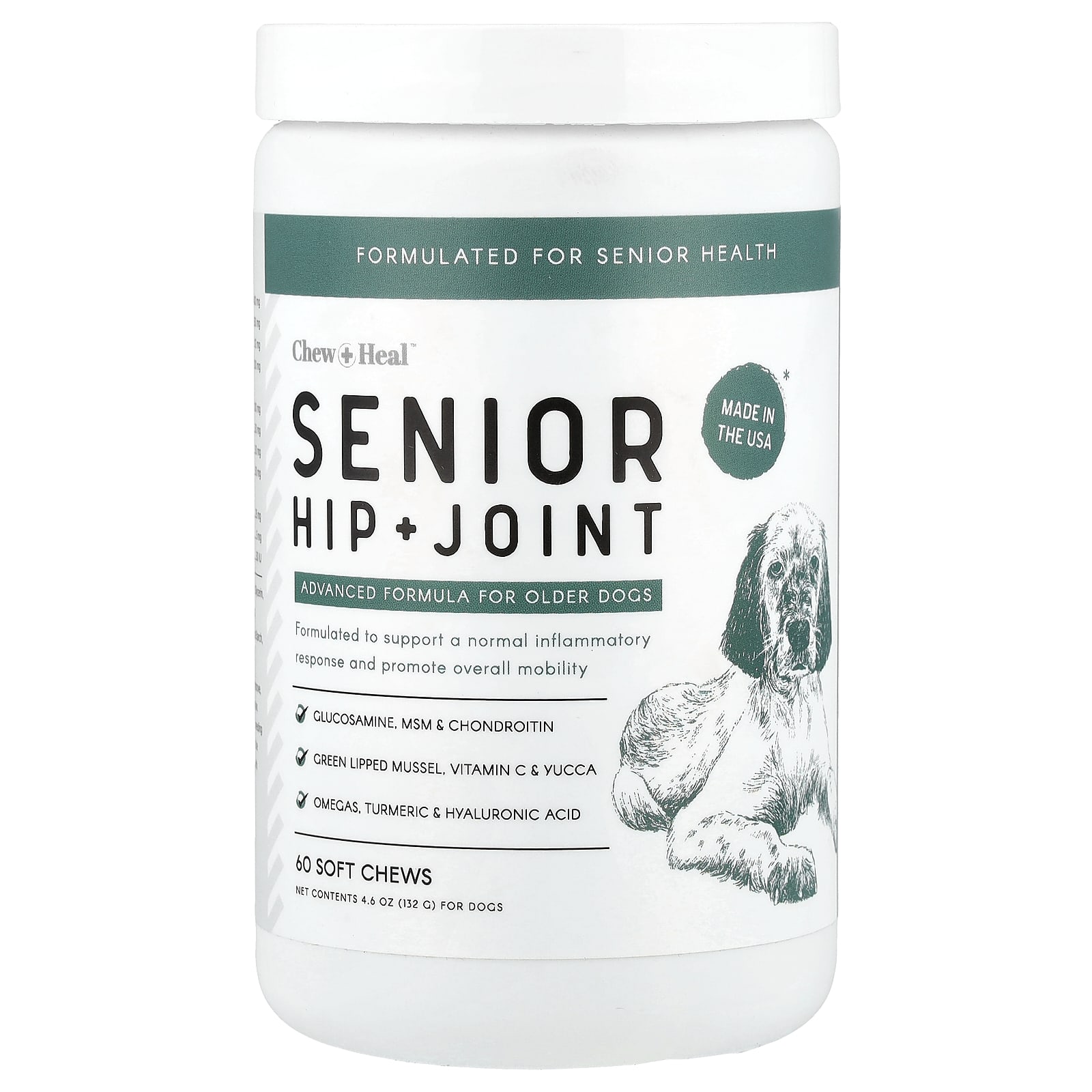 

Chew + Heal, Senior Hip + Joint, for Dogs, 60 Soft Chews, 4.6 oz (132 g)