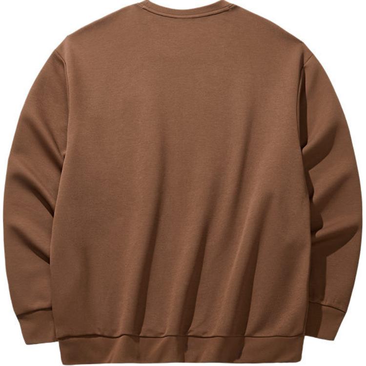 Anta Lifestyle Series Mens Outdoor Casual Comfortable Crew Neck Pullover Sweatshirt Unisex Sweatshirt Cinnamon-Brown 972448710-4