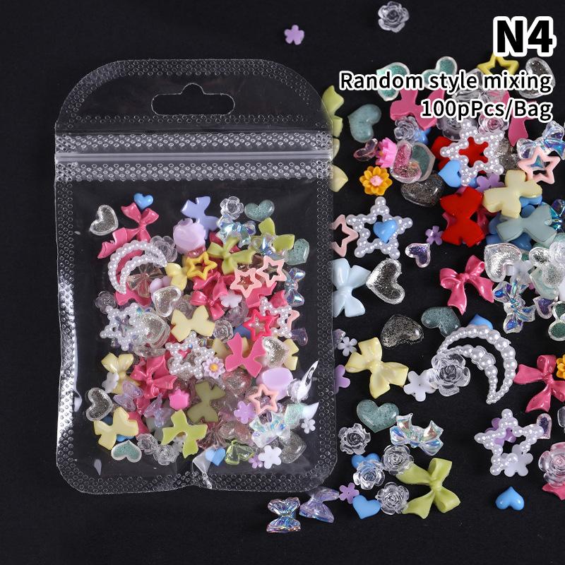 100Pcs Mini Colorful Tie Nail Charms Minimalist Bowknots Sweet Style Nail Art Decorations For Women Diy French Manicure Parts