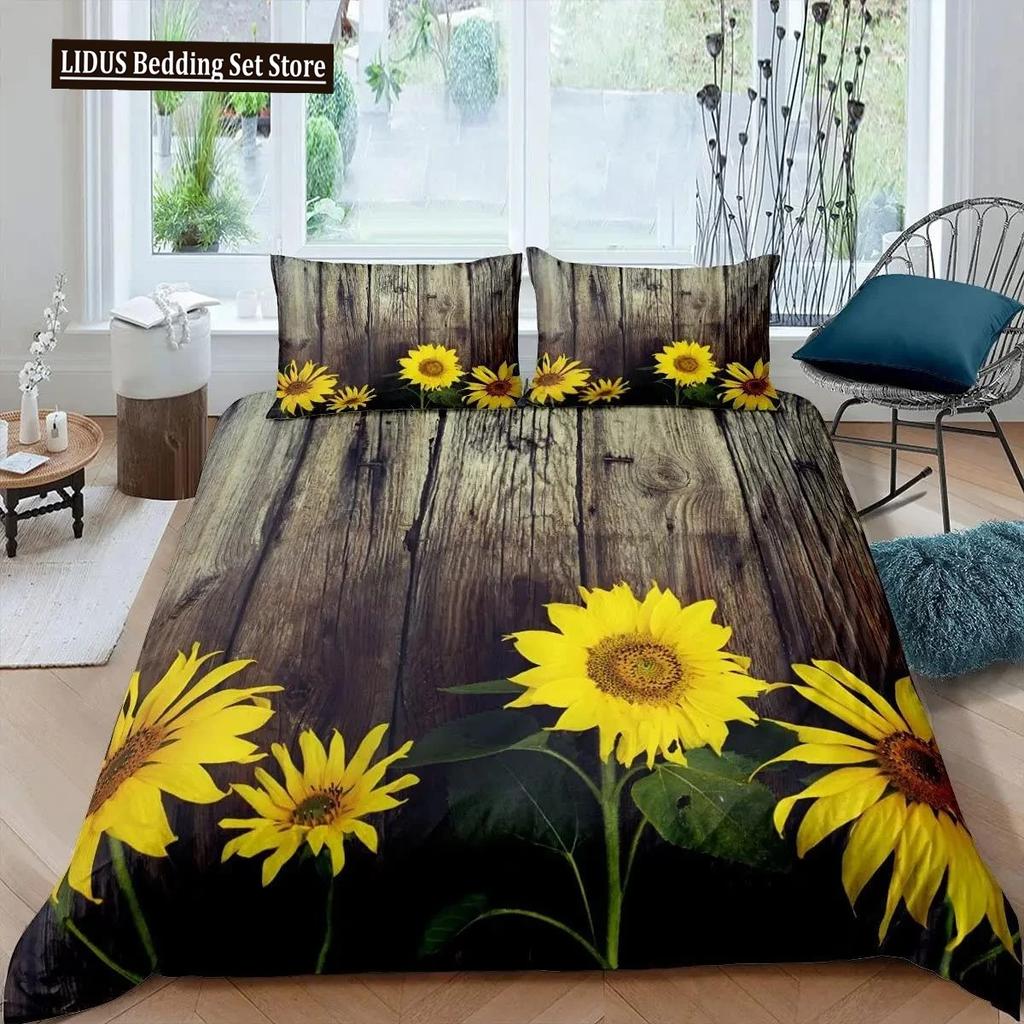 Wood Barn Door Duvet Cover Set Western King Size Rustic Bedding Set Wooden Board Farmhouse Country Style Polyester Quilt Cover