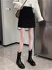 High-Waisted Slimming Wool A-Line Skirt for Women - Autumn/Winter Korean Style, Petite Black Short Skirt